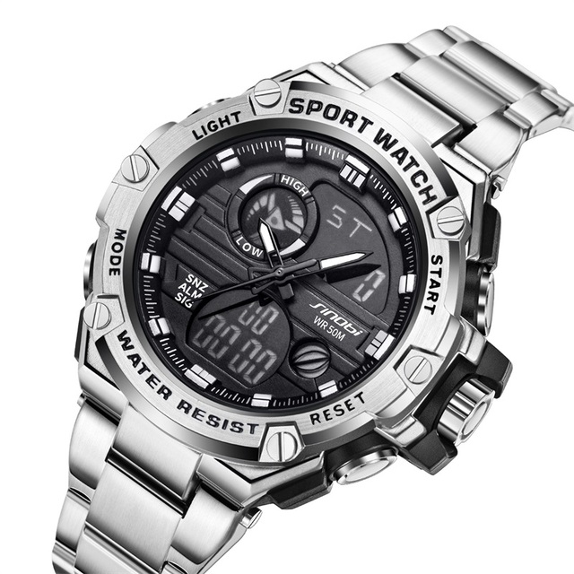 Stylish High Quality Digital Men's Sport Watches Precision Timekeeping Modern Design LED Dual Display Water Resistant Stainless