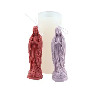 新创意3d圣母玛利亚香味石膏蜡烛装饰Diy石膏硅胶模具手工肖像祝福香薰Phot