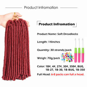 14 pouces 30 brins transfrontalier chaud Dreadlock doux <span class=keywords><strong>Dread</strong></span> Locs cheveux synthétiques tresses africaines creux bouclés Dreadlocks perruques cheveux - Product Image 3