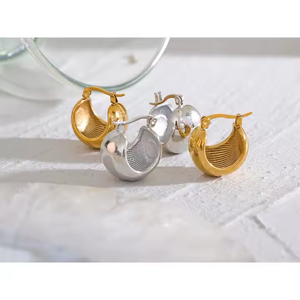 Boucles <span class=keywords><strong>d</strong></span>'oreilles créoles lisses en acier inoxydable plaqué or 316 étanches Boucles <span class=keywords><strong>d</strong></span>'oreilles en forme de <span class=keywords><strong>globe</strong></span> stéréoscopique creux - Product Image 6