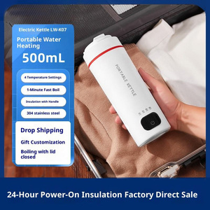 500ml USB Portable Office Travel Mini <b>Kettle</b> With Digital <b>Temperature</b> <b>Control</b> Stainless Steel Household Use Heating Cup - Product Image 4