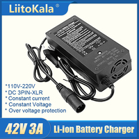 Chargeur de batterie au lithium LiitoKala Lii-36V3A pour pack de batteries Li-ion 10S 36V, chargeur de scooter électrique, chargeur de vélo électrique, connecteur XLR