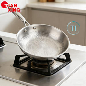 TIANXING Batterie de cuisine en titane entièrement plaqué, poêle à frire en titane antiadhésive, poêle martelée en titane à 5 couches pour la cuisine - Product Image 1
