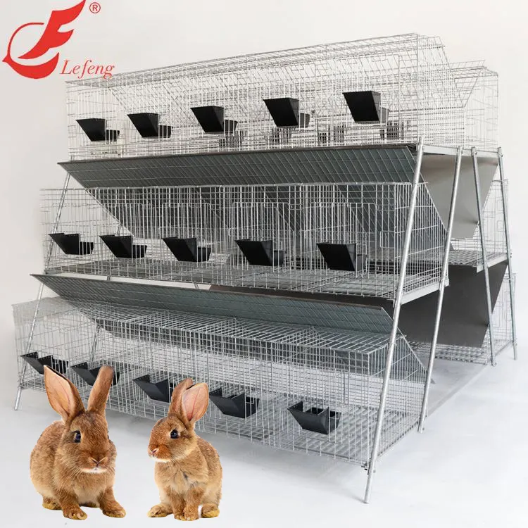Porltry farm A type 3 layer stepped double-sided breeding commercial galvanized stainless steel iron metal rabbit cage