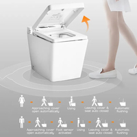 Toilette intelligente moderne carrée en céramique noire avec bidet automatique, design sans réservoir monobloc à siphon en S et télécommande