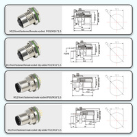 Conector de montaje en Panel M12 tipo DIN IP67 resistente al agua 5/8/12/4 pines bloqueo frontal/trasero macho hembra receptáculo soldadura/PCB Compatible