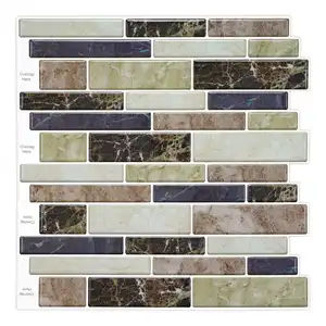 Marble Vinyl Sticker Self Adhesive Wallpaper 3D Peel and Stick Square Wall Tiles for Kitchen and Bathroom Backsplash