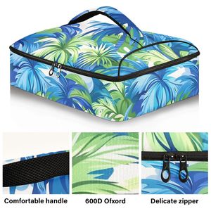 ถาดอบอะลูมิเนียมพิมพ์ลายต้นปาล์มเขตร้อนสีน้ำเงินสไตล์ฮาวายสำหรับงานเลี้ยงอาหารค่ำ พร้อมกระเป๋าเก็บความร้อนสำหรับแคมป์ปิ้ง - Product Image 2