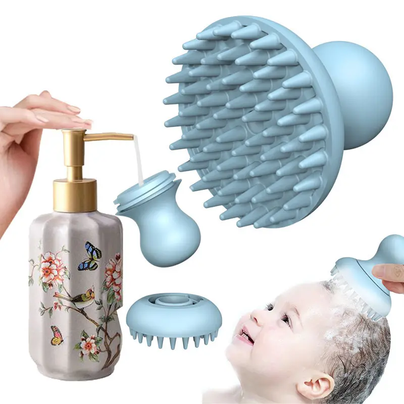 Toptan bebek saç fırçası silikon su geçirmez yeniden kullanılabilir yumuşak silikon bebek fırçası ve tarak temizlik için bebek saç