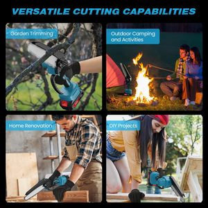 Mini tronçonneuse, tronçonneuse électrique sans fil de <span class=keywords><strong>6</strong></span> pouces, petite tronçonneuse portative à main avec 2 batteries pour la coupe du bois, cour - Product Image 6