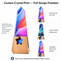 Trofeo de Cristal Personalizado con Base de Madera Tallada, Diseño Grabado con Degradado Colorido, Premio de Reconocimiento para Socios, Venta al Por Mayor