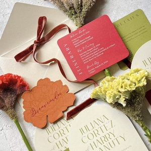Juliana Cortez Harry Adanutty - Juego de Invitaciones de Boda, Tarjeta de Felicitación, Diseño Floral Troquelado, Estampado en Caliente, Papel Recubierto, Logotipo Personalizado - Product Image 3