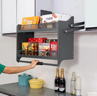 Panier suspendu relevable pour armoire de cuisine moderne, structure double couche, fermeture amortie, grande capacité, écologique, multifonction