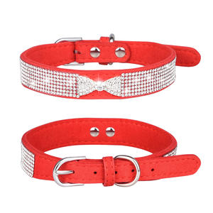 Collar para mascotas de lujo con diamantes de imitación brillantes, Collar para perro, Collar para gato con lazo, Correa cómoda para perro - Product Image 5