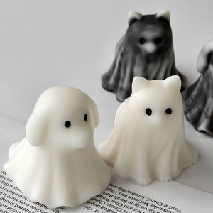 Molde de Silicona 3D para Velas de Halloween con Forma de Animales Fantasma, Gato, Perro, Cachorro, Gatito, Antiadherente, No Tóxico, Juego de 18 Piezas - Product Image 6
