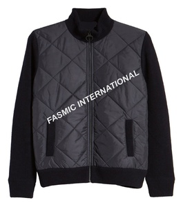 Varsity Style Quilted Microfleece Bomber <b>Jacket</b> Casual <b>Men's</b> Outdoor Clothing Stand Collar Zipper Closure <b>Thin</b> Custom Embroidery - Product Image 1