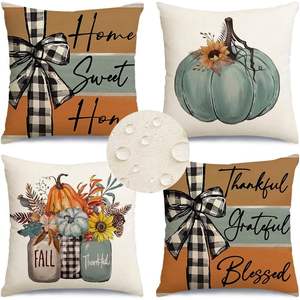 RABUSOFA-Conjunto de 4 fundas de almohada decorativas para patio, decoración de Acción de Gracias, impermeable, para exteriores, 18x18 pulgadas - Product Image 1