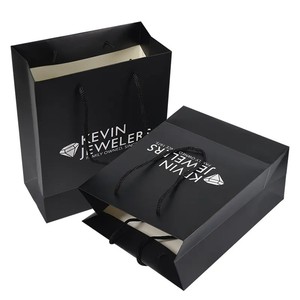 Biểu Tượng Tùy Chỉnh Sang Trọng Màu Đen Bóng Mua Sắm Túi Giấy Bán Buôn In Bán Lẻ Quà Tặng Thủ Công Đồ Trang Sức Mỹ Phẩm Bao Bì Túi Giấy - Product Image 4