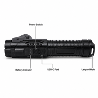 Lampe de travail rotative rechargeable, lampe torche LED à faisceau spot et large, étanche IP44, faisceau réglable 500-600M, USB-C, portable