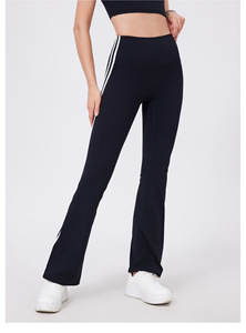 Wholesale Women High Rise Striped Side <b>Flared</b> <b>Leggings</b> Butt Lifting Nude Sense Slim Fit Pants for Daily Yoga Running Sports - Product Image 4