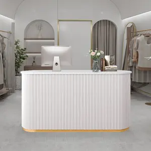 Modernes Design Luxus-Stil Beauty Salon Rezeption Rosa Farbe Goldene Farbe Optionale Friseur Bekleidungs geschäft Rezeption