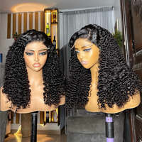 Perruques bouclées birmanes sans colle 13x4 avec dentelle frontale HD transparente, densité 200, cheveux vierges bruts, perruques de cheveux humains bouclés Pixie Water Wave