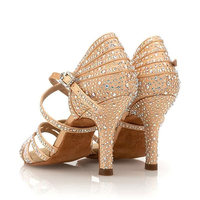 Chaussures de danse latine pour femmes, chaussures de danse classiques pour femmes avec strass, chaussures de danse salsa à talons hauts