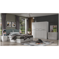 Ensemble de Chambre Populaire avec Armoire Miroir et Meubles de Lit en Bois