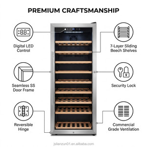 Refrigerador de Acero Inoxidable de Una Sola Zona con Compresor OEM de 199L, Enfriador de Vino de 24 Botellas, Bodega Independiente para el Hogar, Hotel o Bar - Product Image 4