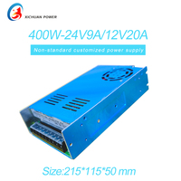 Tension d'entrée d'alimentation à découpage à double canal AC-DC de 400W de qualité industrielle 100-240V, adaptée à LED 24V/12V double sortie