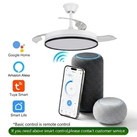 Ventilateur de plafond rétractable moderne de 42 pouces avec télécommande, moteur DC tout en cuivre, pales invisibles, ventilateur-lustre pour la maison