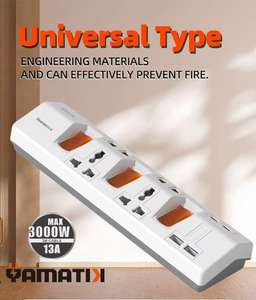 Nouvelle série PRIMA 2024, 4 ports USB, charge rapide, rallonge de 2 m, interrupteur de surcharge, protection contre les surtensions 13A, multiprise - Product Image 6