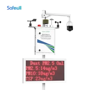 Safewill nhà máy bán hàng môi trường tiếng ồn màn hình thiết bị PM2.5 PM10 tSP chất lượng không khí hệ thống giám sát tốc độ và hướng gió