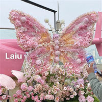 Mur floral géant écologique en fil métallique, motif papillon et rose, bleu glace pilée, idéal pour la Saint-Valentin et les mariages