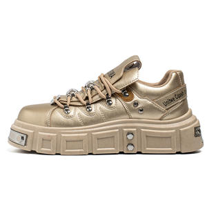 Chaussures de skate punk métalliques de luxe léger 2026, grande taille, talon épais, rehaussant, respirantes, en cuir, streetwear, chaussures de sport pour hommes - Product Image 5