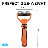 Râteau de toilettage professionnel pour animaux de compagnie, double face, pour démêler et éliminer les poils morts, brosse pour animaux de compagnie, pour poils lâches sous le pelage, pour chats et chiens