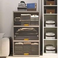 HAIXIN Vente chaude Organiseur de tiroirs de rangement pliable moderne à 3 niveaux, grand, transparent, en plastique, pour enfants, vêtements, aliments