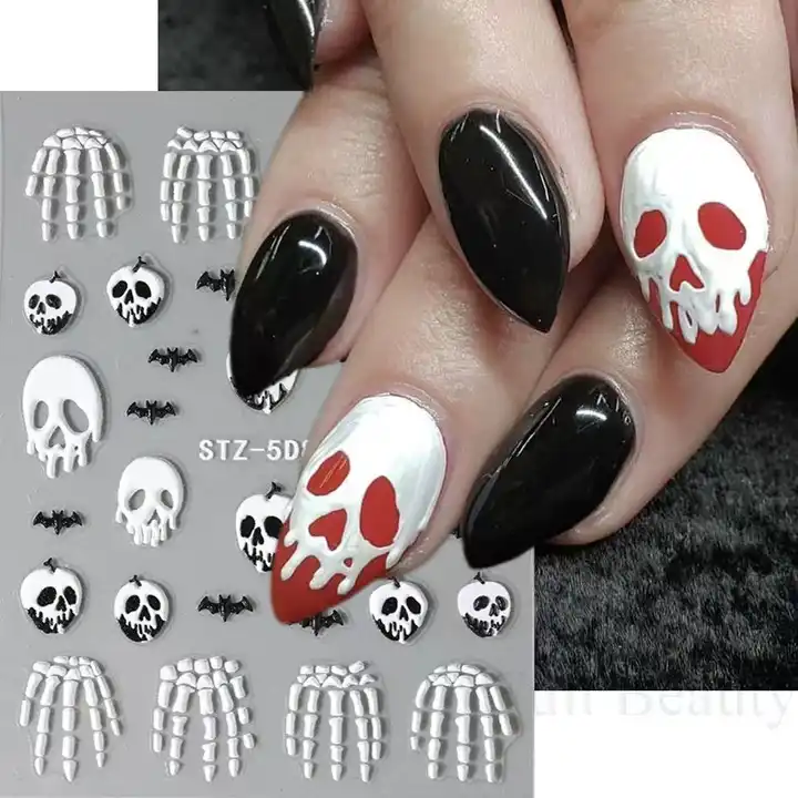 Amazon.com: ZITIANY 2022 New Gothic Nail Decals, Halloween Dark Skull Nail  Designs Stickers for Acrylic Nails Art Decoration, Self Adhesive Nail  Sticker Decals, for Party Supply, 1PC : Beauty & Personal Care
