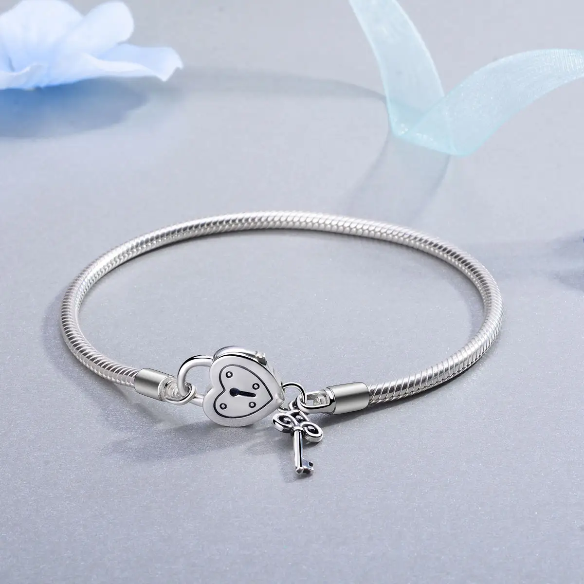 Merryshine jewelry 925 sterling silver love heart Diy custom women beaded charms bangles bracelet