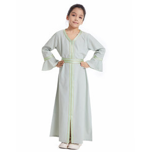 Túnica de manga larga con cuello en V de ganchillo sólido para niñas árabes de Oriente Medio y turcas, disfraz para actuaciones escolares - Product Image 3