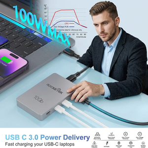 Hub USB 3.0 haute vitesse Rocketek, 7 ports, répartiteur USB, transfert <span class=keywords><strong>de</strong></span> données 5 Gbps, station <span class=keywords><strong>d</strong></span>'accueil portable pour <span class=keywords><strong>ordinateur</strong></span> portable, <span class=keywords><strong>ordinateur</strong></span> <span class=keywords><strong>de</strong></span> bureau - Product Image 3