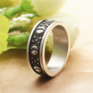 Stainless Steel Sun <b>Moon</b> Stars <b>Ring</b> Men's Retro Punk Jewelry Gift Constellation Design Silver Tone - Product Image 2