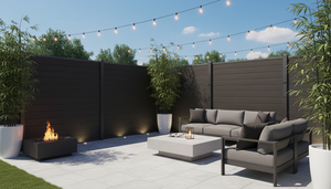 Valla Impermeable <span class=keywords><strong>de</strong></span> WPC con Marco <span class=keywords><strong>de</strong></span> Aluminio, Tratamiento Térmico, Modelado 3D Incluido, Decoración <span class=keywords><strong>de</strong></span> Pared <span class=keywords><strong>Exterior</strong></span>, Puerta Individual - Product Image 2