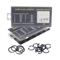 SYD-1066 225PCS 18 Sizes DIN Internal & External 4.8-12.9 Grade 6mm ID Black Galvanized Steel Retaining Rings for M10 Screws
