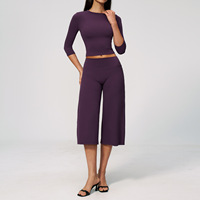 PASUXI Ensemble de Sport Yoga Haute Qualité pour Femme – Haut à Manches Longues et Legging de Course – Tenue de Fitness et de Yoga