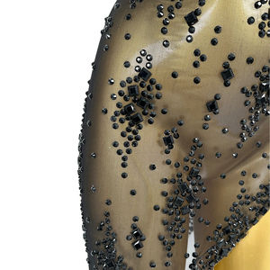 Abito con strass Sexy da ballo abito lungo per banchetto a spacco alto Costume da ballerina spogliarellista che vede attraverso il Night Club - Product Image 6