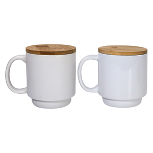 Agh biểu tượng tùy chỉnh thả 14oz thăng hoa gốm Matte Glossy Trắng cốc cà phê với xử lý nắp và tre nút chai cơ sở - Product Image 4