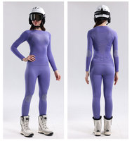 Ensemble de sous-vêtements de ski compressifs pour femmes, séchage rapide, anti-transpiration, chaud, ajusté, tenue de sport fonctionnelle pour le ski