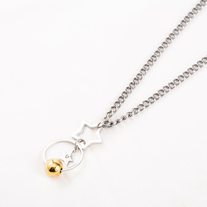 Collar con Colgante de Estrella, Acero Inoxidable, Joyería de Moda Unisex, Dije de Bola Dorada - Product Image 4