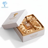 Emballage en papier rigide de luxe avec doublure en velours doré pour boîte cadeau personnalisée avec couvercle et base pour parfum, huile essentielle, etc.